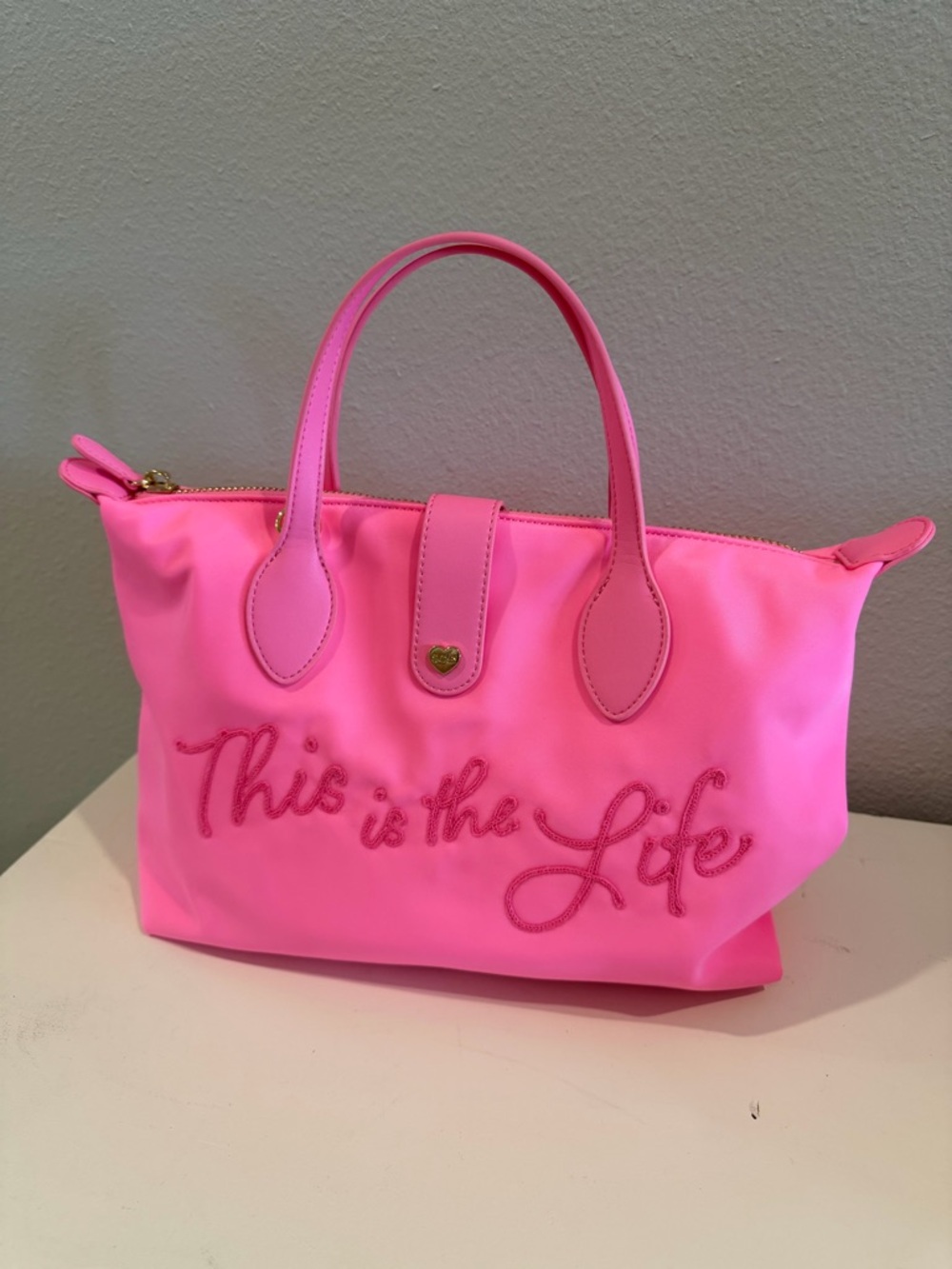 Stoney Clover Lane Neon Pink 'This is the Life' Pouchette Hannah Montana collab